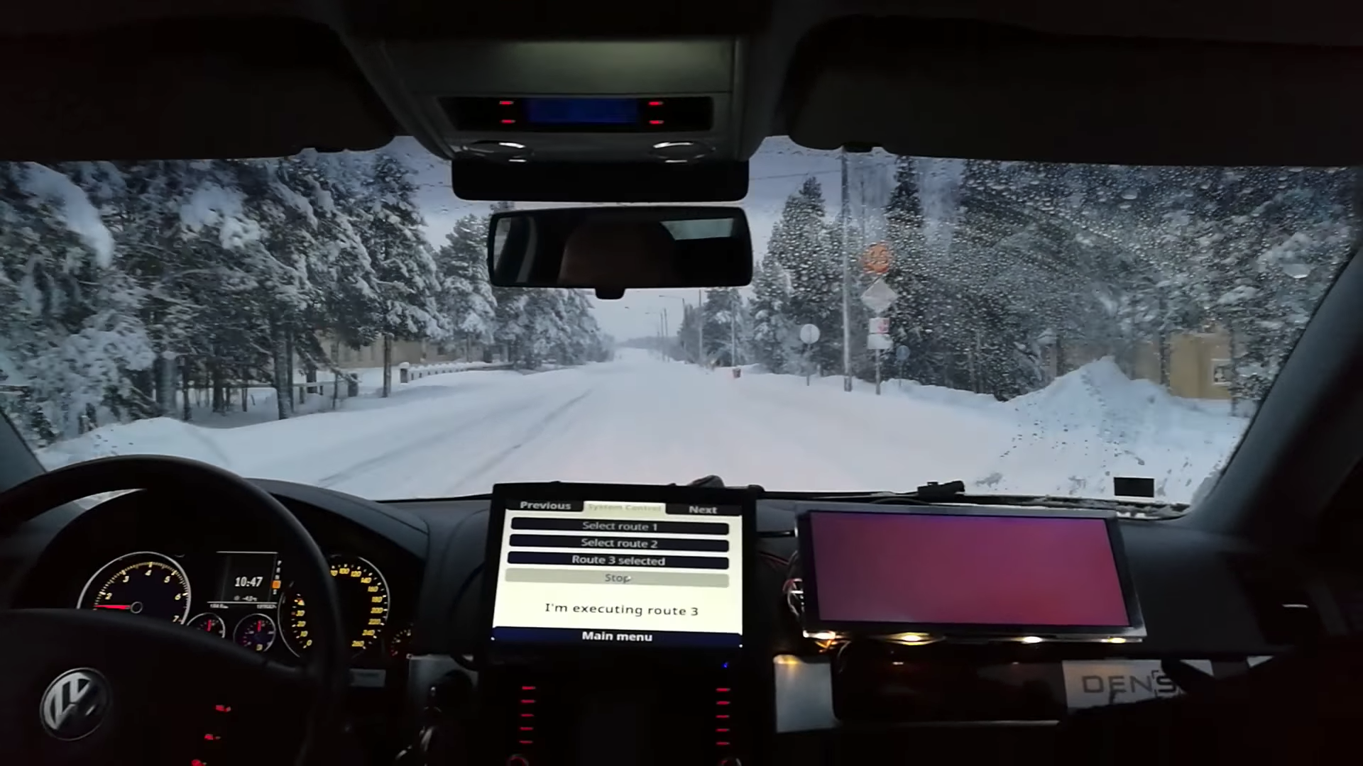 Worldfirst demonstration of an autonomous car at 40mph in heavy snow