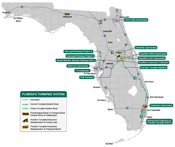 Florida Turnpike Map - Florida Turnpike System Map 