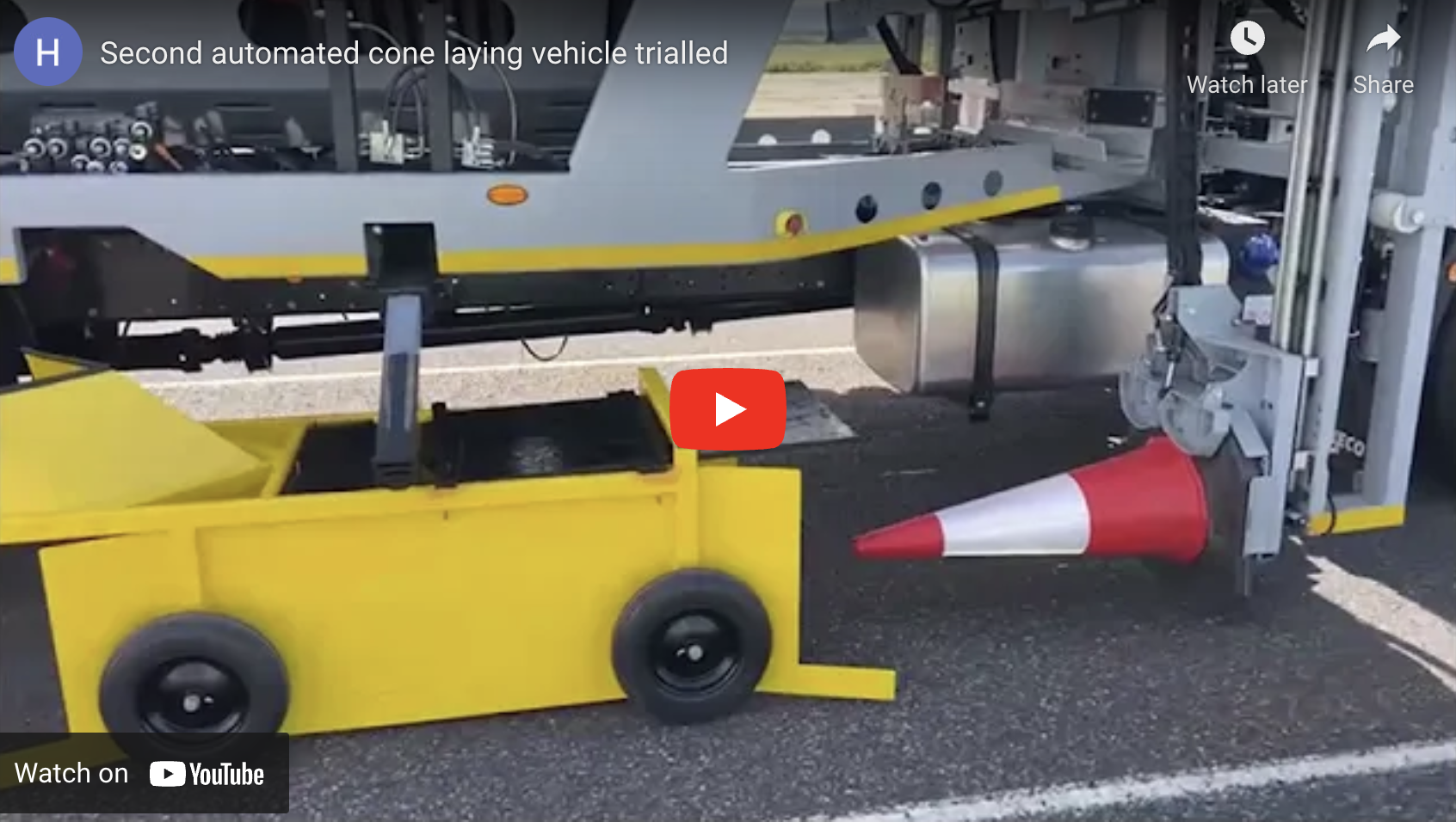 VIDEO Highways England unveils second automated cone layer Traffic