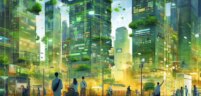 The innovation of smart cities background wallpaper . generative AI