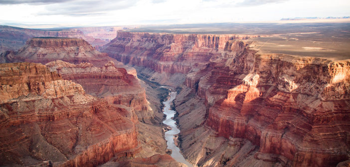 View over the south and north rim part in grand canyon from the helicopter, USA