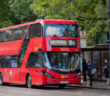 Bus Action Plan. Electric bus on route 106. Stoke Newington. September 2021. NB: NO CONSENT FORMS SIGNED FOR PEOPLE IN PHOTO
